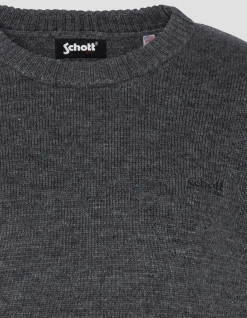 Pull col rond anthracite en lambswool - ANTHRACITE