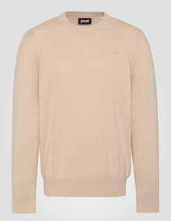 Pull col rond beige clair en maille fine - BEIGE CLAIR