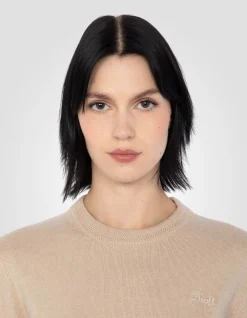Pull col rond beige clair en maille fine - BEIGE CLAIR