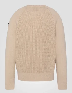 Pull col rond beige clair maille nid d'abeille - BEIGE CLAIR