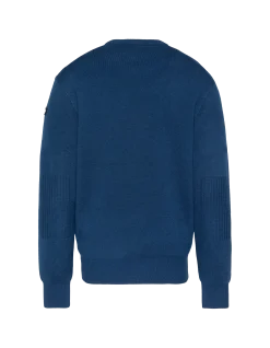 Pull col rond bleu, maille milano - BLEU