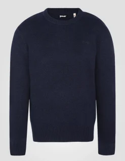 Pull col rond bleu marine en lambswool - MARINE