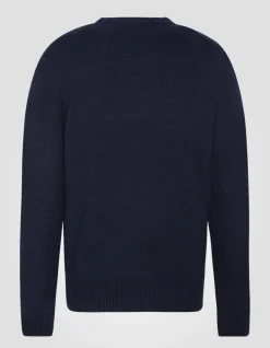 Pull col rond bleu marine en lambswool - MARINE