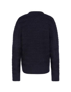 Pull col rond bleu marine, maille torsadée - MARINE
