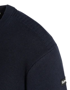 Pull col rond bleu marine, maille milano - MARINE