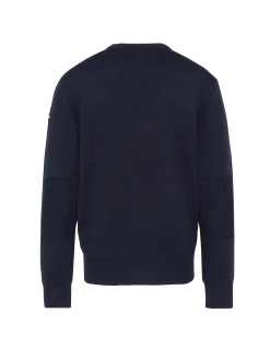 Pull col rond bleu marine, maille milano - MARINE