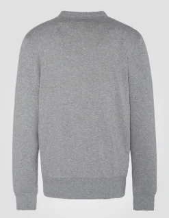 Pull col rond gris chiné en maille fine - GRIS CHINÉ