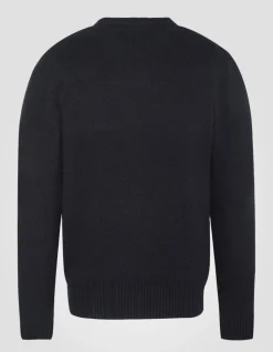 Pull col rond noir en lambswool - NOIR