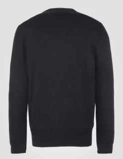 Pull col rond noir en maille fine - NOIR