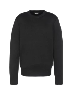 Pull col rond noir, maille milano - NOIR