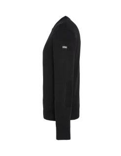 Pull col rond noir, maille milano - NOIR