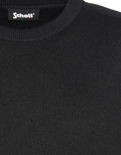 Pull col rond noir, maille milano - NOIR
