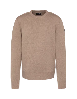 Pull col rond taupe, maille milano - TAUPE