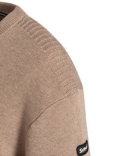 Pull col rond taupe, maille milano - TAUPE