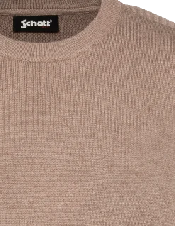 Pull col rond taupe, maille milano - TAUPE