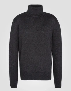 Pull col roulé anthracite chiné en maille fine - ANTHRACITE CHINÉ