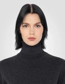 Pull col roulé anthracite chiné en maille fine - ANTHRACITE CHINÉ