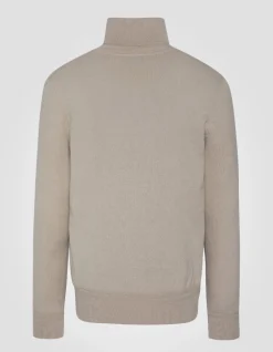 Pull col roulé beige clair en maille fine - BEIGE CLAIR