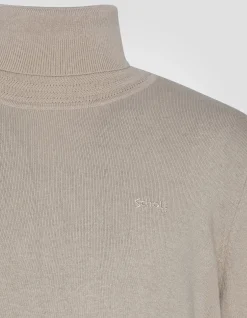 Pull col roulé beige clair en maille fine - BEIGE CLAIR