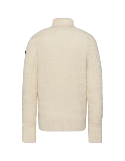 Pull col roulé blanc cassé, maille torsadée - BLANC CASSÉ