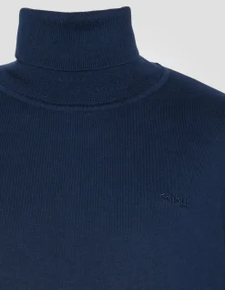 Pull col roulé bleu royal en maille fine - BLEU ROYAL