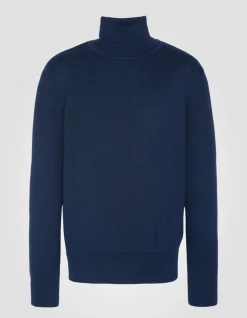 Pull col roulé bleu royal en maille fine - BLEU ROYAL