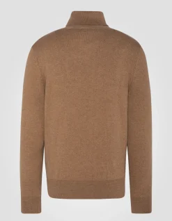 Pull col roulé camel en maille fine - CAMEL
