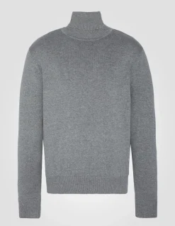 Pull col roulé gris chiné - GRIS CHINÉ