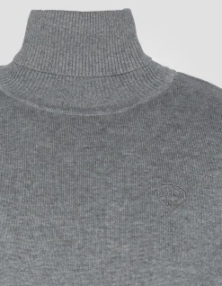 Pull col roulé gris chiné - GRIS CHINÉ