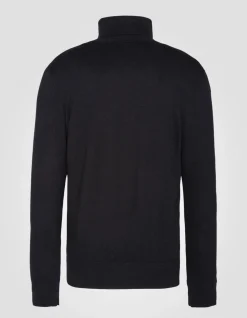 Pull col roulé noir en maille fine - NOIR