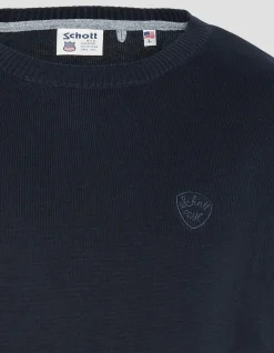 Pull fin bleu marine à col rond - MARINE