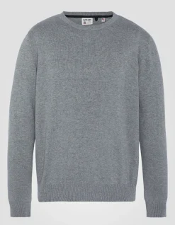 Pull fin gris chiné à col rond - GRIS CHINÉ