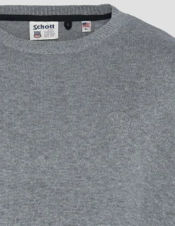 Pull fin gris chiné à col rond - GRIS CHINÉ