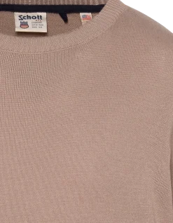 Pull léger beige clair col rond - BEIGE CLAIR