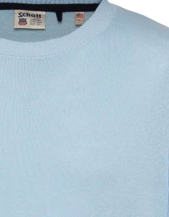 Pull léger bleu clair col rond - BLEU CLAIR