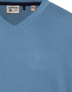 Pull léger bleu gris col V - BLEU GRIS