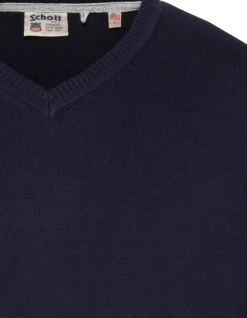 Pull léger bleu marine col V - MARINE