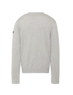 Pull léger gris chiné col rond - GRIS CHINÉ