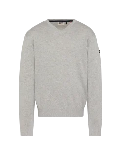 Pull léger gris chiné col V - GRIS CHINÉ