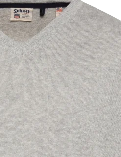 Pull léger gris chiné col V - GRIS CHINÉ