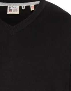 Pull léger noir col V - NOIR
