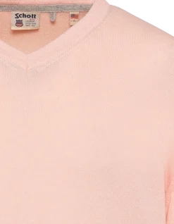 Pull léger rose pâle col V - ROSE PÂLE