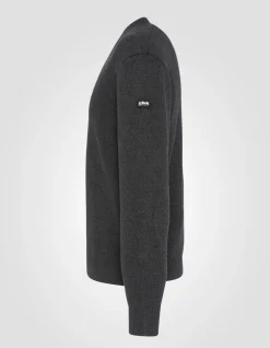Pull militaire anthracite chiné à col rond - ANTHRACITE CHINÉ