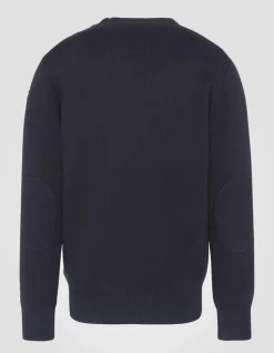 Pull militaire bleu marine à col rond - MARINE