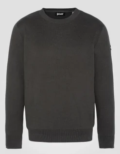 Pull militaire kaki foncé à col rond - KAKI FONCÉ