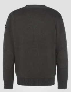Pull militaire kaki foncé à col rond - KAKI FONCÉ