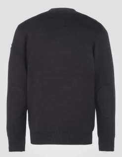 Pull militaire noir à col rond - NOIR