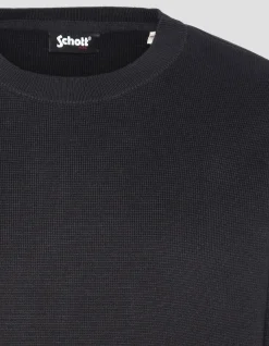 Pull militaire noir à col rond - NOIR
