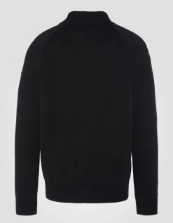 Pull zippé côtelé noir - NOIR