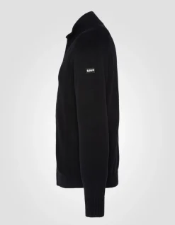 Pull zippé côtelé noir - NOIR